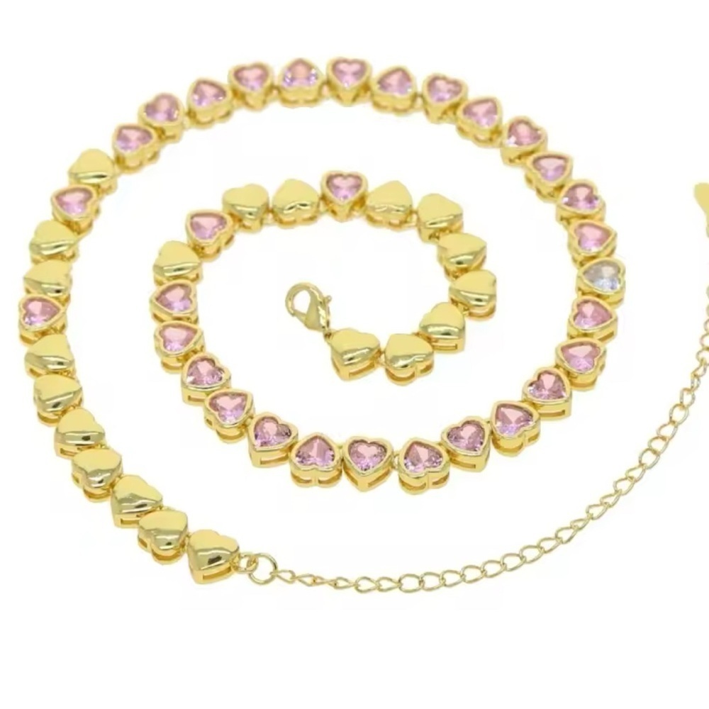 NWOT ICED HOT BLING PINK STONE NECKLACE - Picture 2 of 2